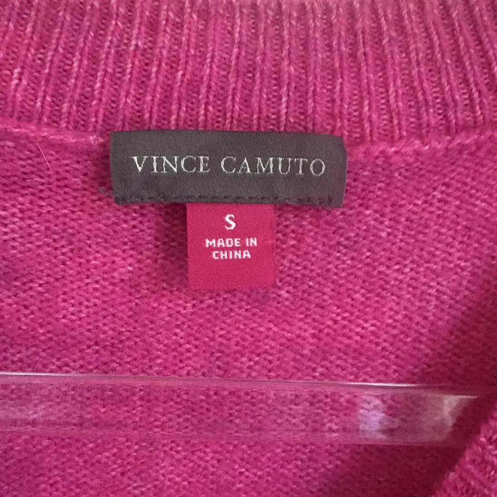 Vince‎ Camuto | Women’s Bright Pink Thin Fuzzy Crewneck Sweater Oversized Size L